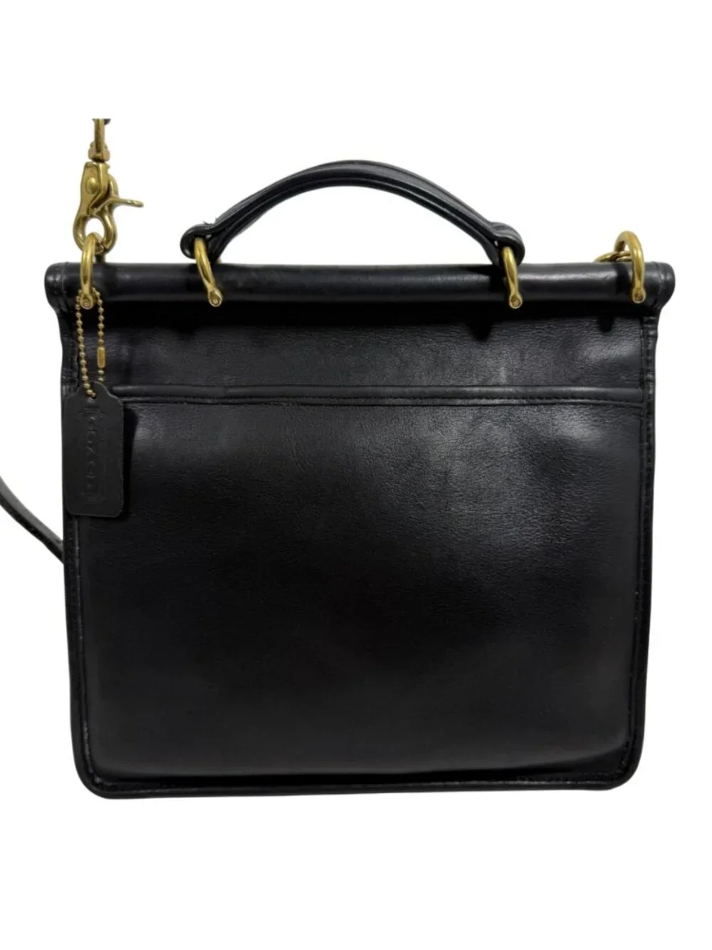 Vintage COACH Willis Black Leather Crossbody Top Handle Satchel 9927 + Tag USA - Picture 3 of 12